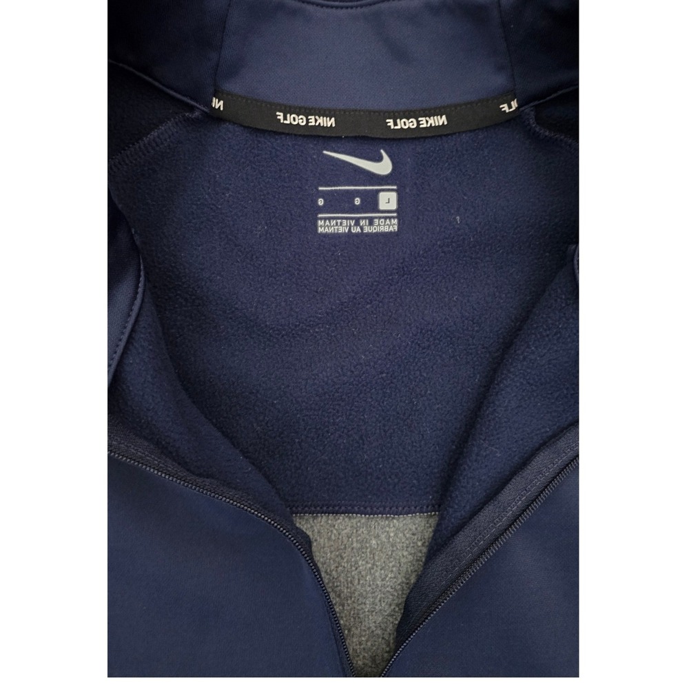 Nike Golf Mens Large Quarter Zip Pullover Navy Gray U Golf Logo Mock Neck L